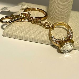 Big Diamond Gold Color Ring Keychain - NWT